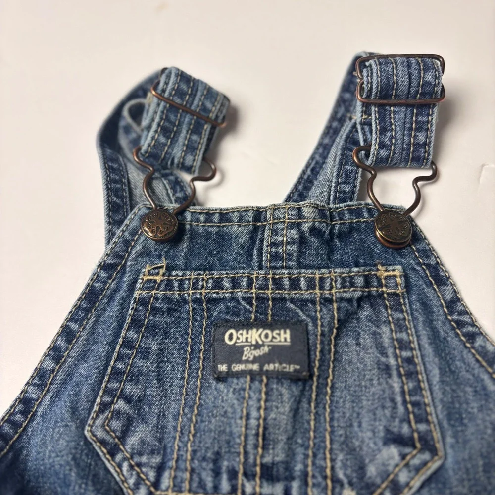 Denim Bib Overalls OshKosh Bgosh Medium Wash Blue‎ Carpenter Style 18M Spring